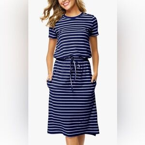 Amazon brand (Simier Fariry) striped short sleeve dress with pockets size XXL